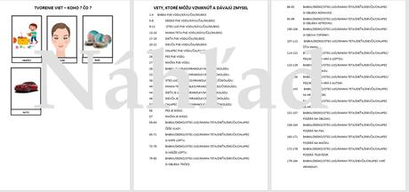 Kartičky na tvorbu viet - pdf, 