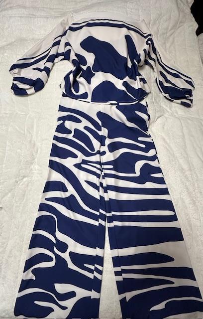 Letný nohavicový komplet béžovo modrý, m