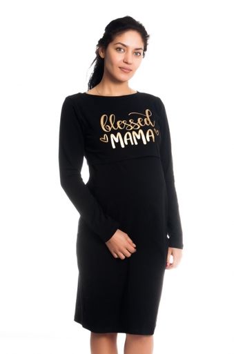 Be maamaa tehotenská, dojčiaca nočná košeľa cierna, xl