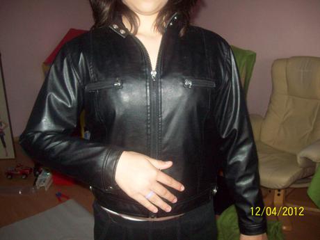 Koženková bunda do pása-kuk miery, 146