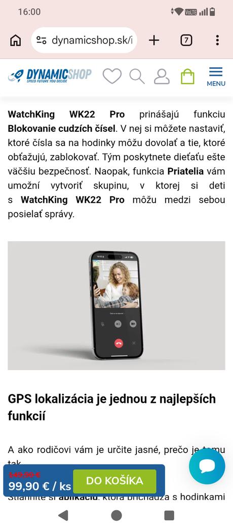 Detské smart hodinky watch king wk22,