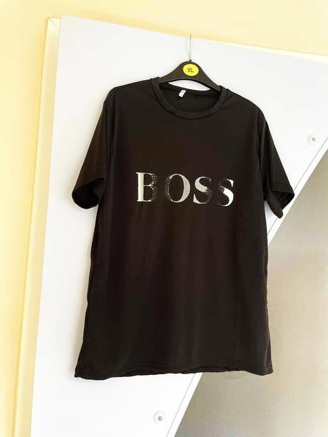 Tričko s nápisom boss, l