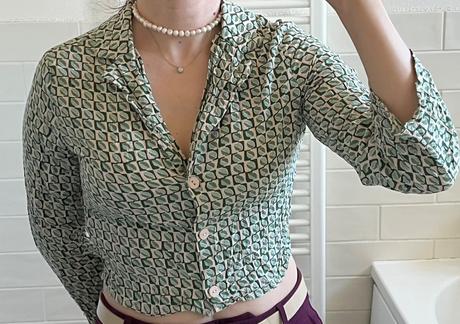 Zeleno - béžová vzorovaná blúzka, stradivarius, s, stradivarius,s