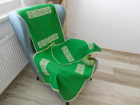 Set obrusov zelená-žltá, 