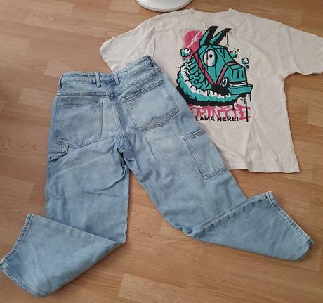 Baggy a fortnite tricko, h&m,158