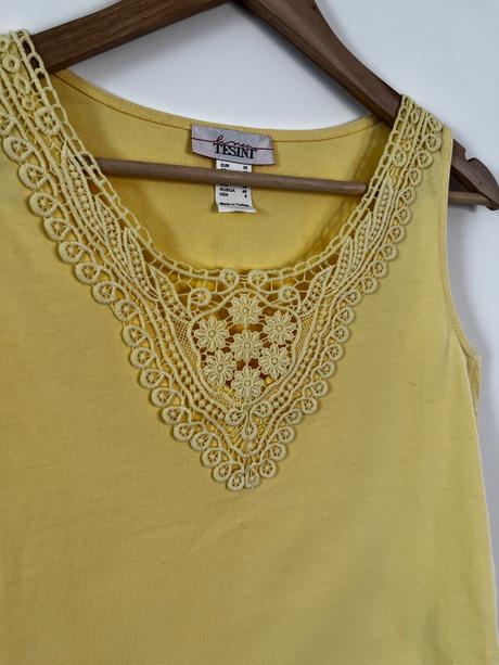 Žlté tielko s čipkou, m