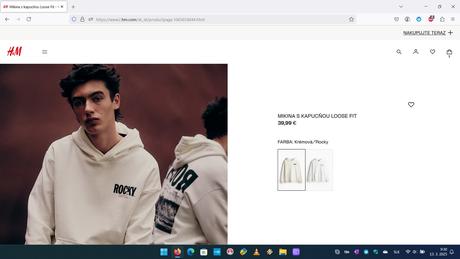 Mikina rocky balboa krémová, h&m,l
