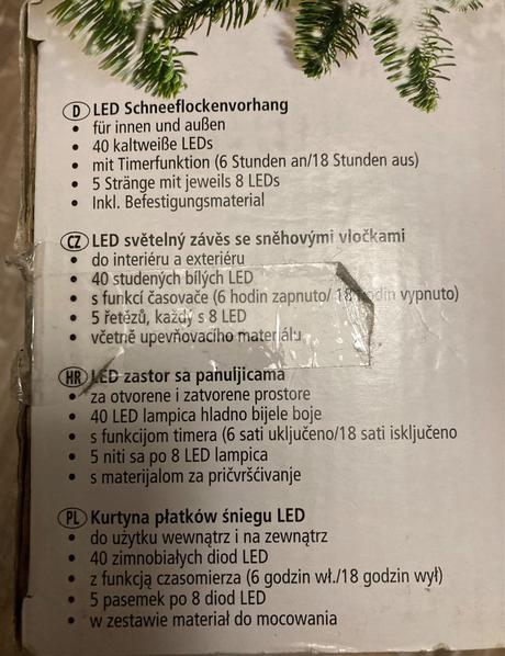 Vianočné svetielka záves s vločkami, 