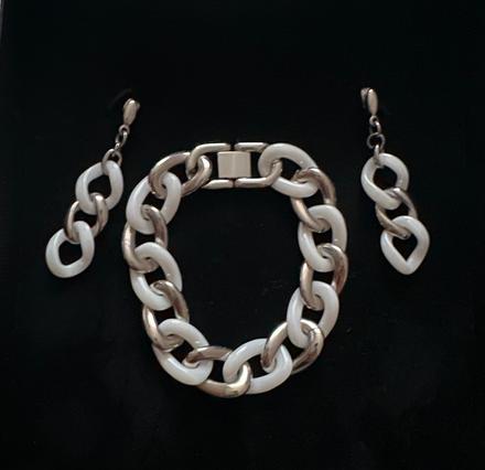 Súprava náramok + náušnice keramika oceľ,