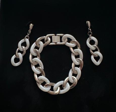 Súprava náramok + náušnice keramika oceľ, 