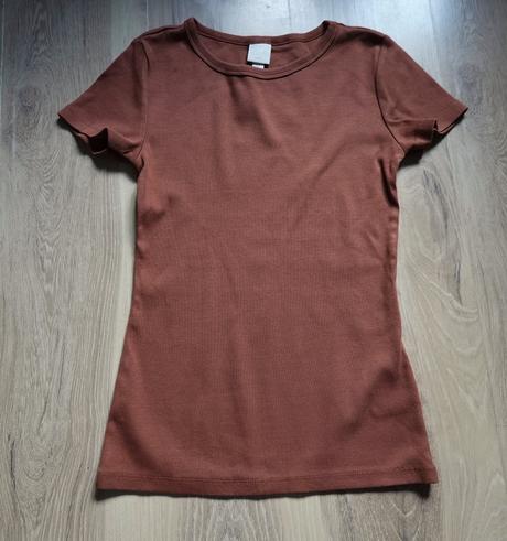 Vrúbkované tričko h&m basic, h&m,s