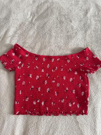 Červený crop top, m