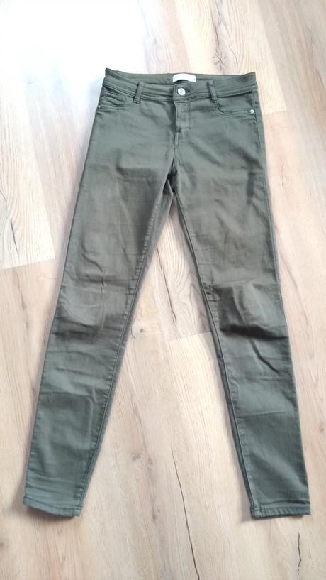 Skinny rifle olivovej farby, bershka,36