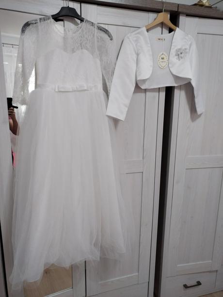 Bolerko 140/146 snehobiele, neonovy top xs, s,