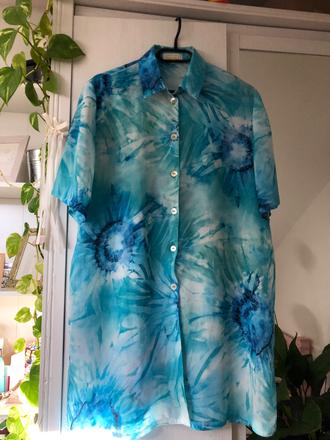 Modra letná blúzka/ vintage modrá letná košeľa, xxl