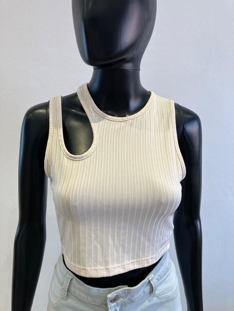 Dámsky crop top béžový (m), m