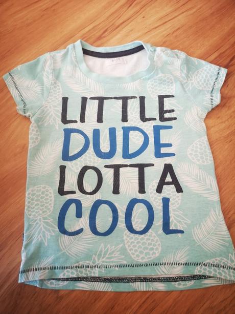 Tyrkysové tričko s nápisom a orlamentami, pepco,92