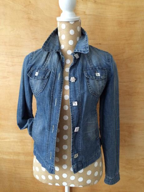 Benetton riflová bunda so swarowski gombíkmi, xs, benetton,xs