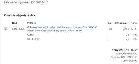 Antialergický kokosový matrac,