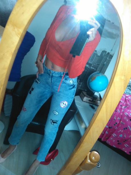 Pimkie oranžový svetrík s kapucnou, pimkie,s