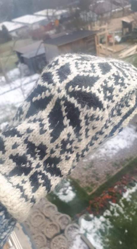 Pletené rukavice s nórsky vzorom, l