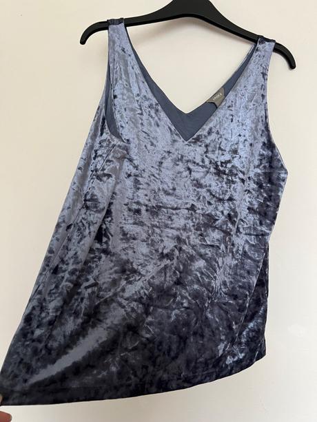 Lindex prekrasny modry zamatovy zamat tielko top, lindex,m