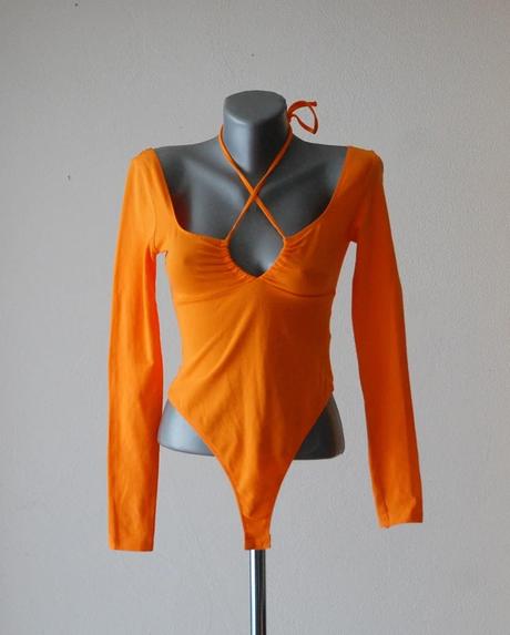 Štýlové oranžové body s výstrihom (brazílky), h&m,s