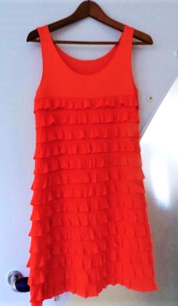 Koralové úpletové šaty, s