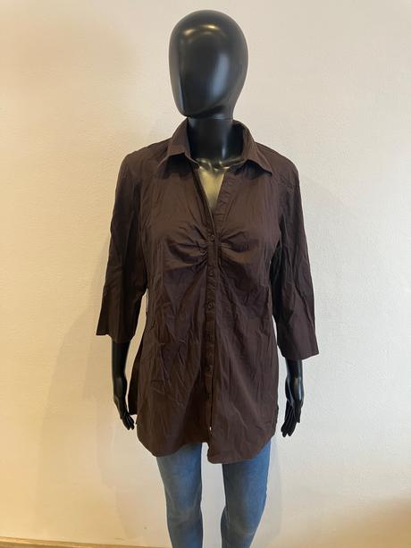 Dámska košeľa predĺžená tmavohnedá (14), xl