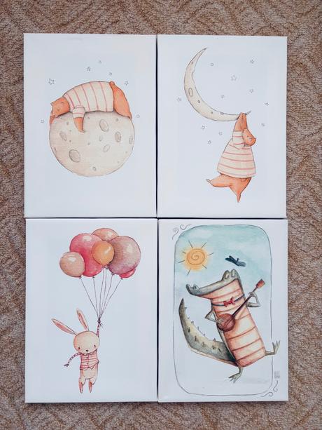 Detský obraz so zajačikom,