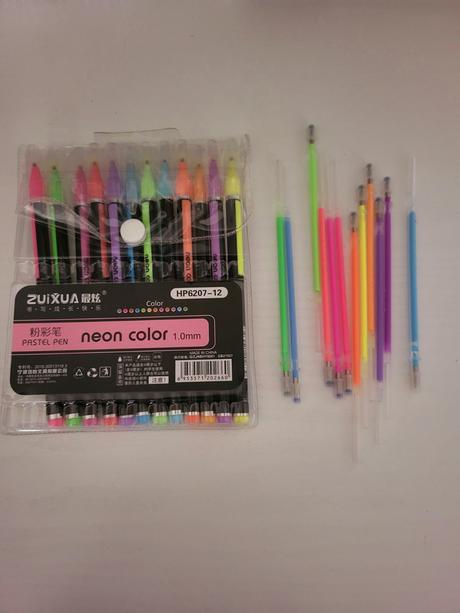 Farebné neonove pera +náplne, 
