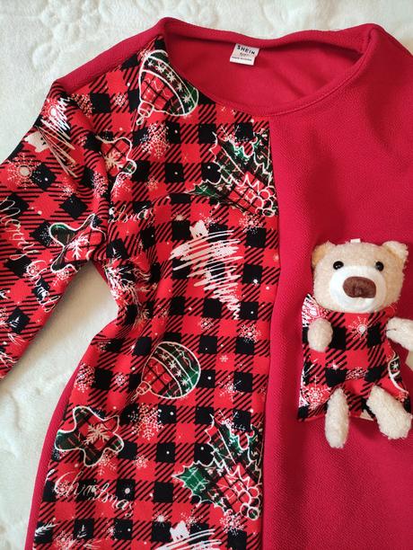 Nové šaty na vianočné fotenie s mackom, 110