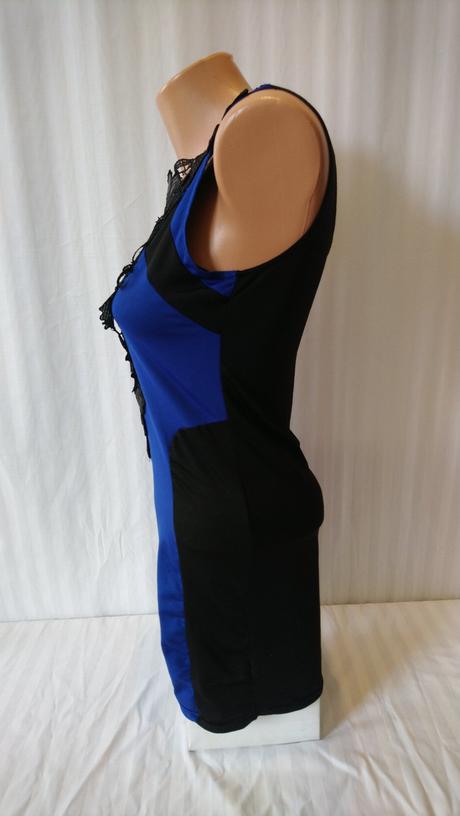 Dámske elastické šaty modro čierne, s