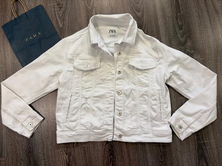 Zara biela štylova riflova bunda xl, zara,xl