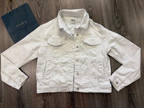 Zara biela štylova riflova bunda xl, zara,xl