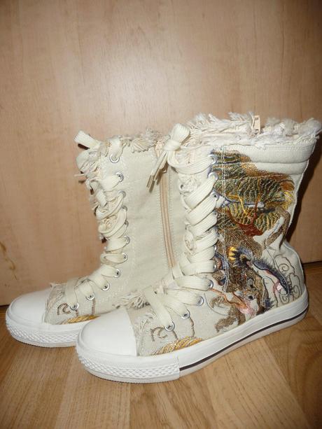 Tenisky plátenky s drakom, 36