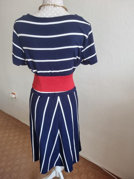 Modro biele šaty gant 40+opasok gratis, gant,40