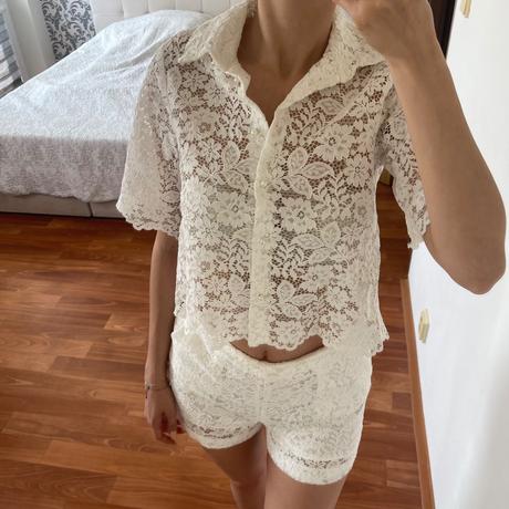Čipkovaný komplet košele a bermúd, zara,xs