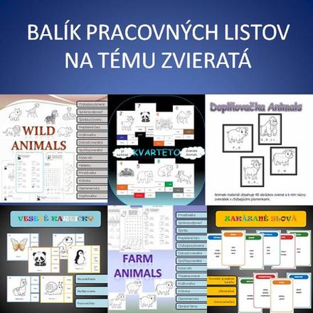 Animals -balíček pracovných listov pre 1.stupeň zš,