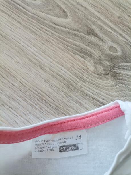 Dievčenské riflove šaty so zajacom + biele tričko, ergee,74