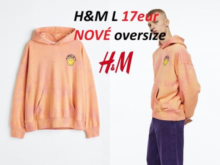 Mikina smiley žltooranžová, h&m,l