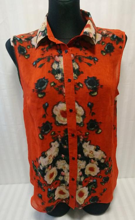 Červená blúzka s farebným vzorom river island l/xl, river island,xl