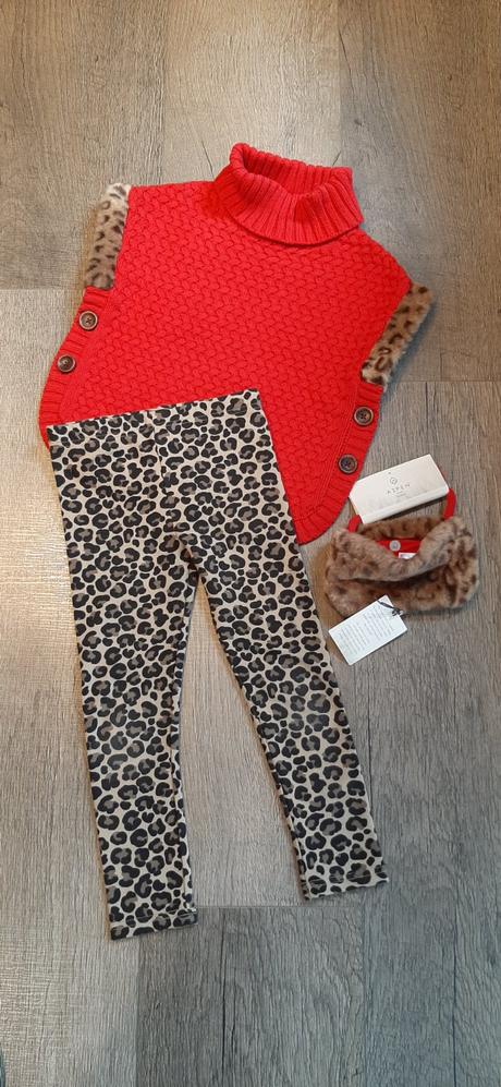 Jesenny outfit, set leginy + overal + tasticka, 116