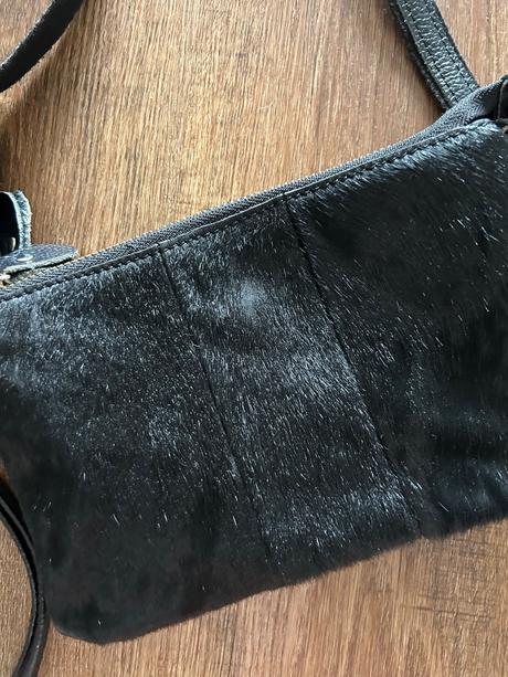 Kožušinová kožená kabelka,