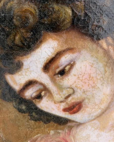 Starozitny malovany obraz baletka dama velky 70x49,