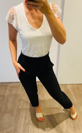 Biely top s krajkovym rukávom, l