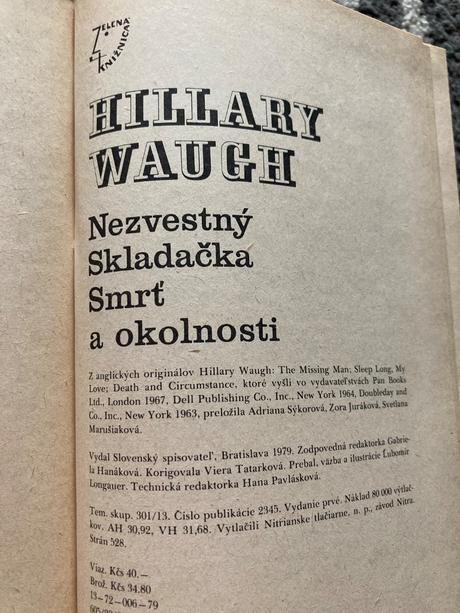 Nezvestný, skladačka, smrť a okolnosti-vyd.1979, 