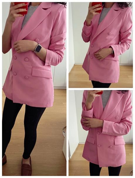 Krásne cukríkovo ružové dvojradové sako, xs