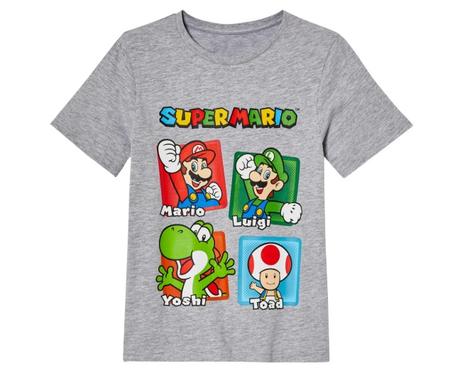 Detské tričko super mario sivé, 98 - 140