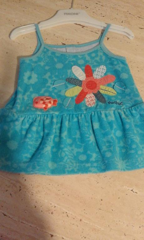 Tyrkysové froté šatočky na ramienka zn. tuctuc, 62